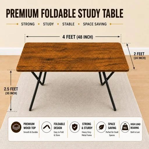 Study Table Foldable — 4x2 Feet Teak wood